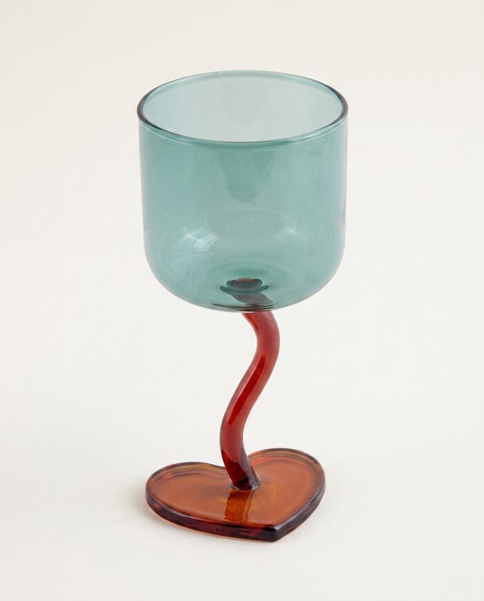 Ta&ccedil;a Heart Azul com Base Vermelha - 230ml - image 1