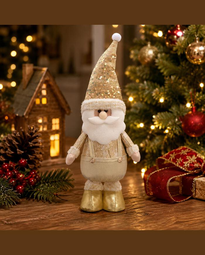 Papai Noel Decorativo em P&eacute; Suspens&oacute;rio Dourado image number 2