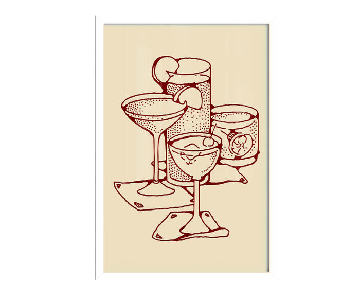 Quadro Cocktails com Moldura Branca - image 1