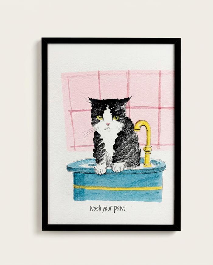 Quadro Wash Your Pawscom Moldura Preto - image 0