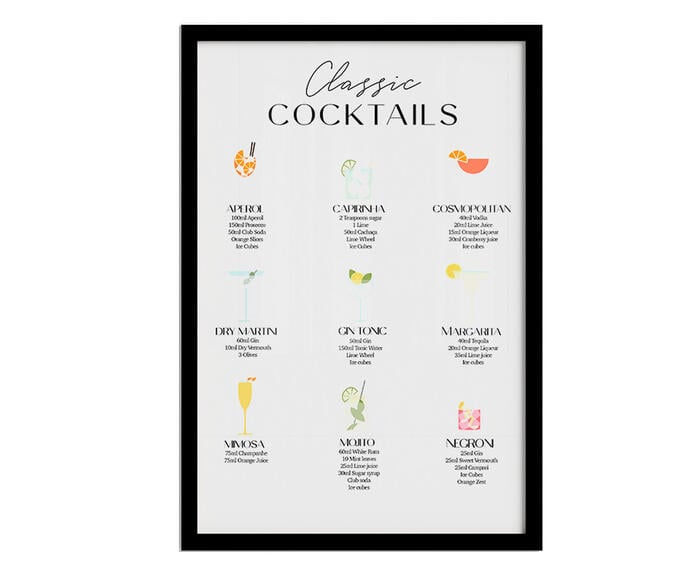 Quadro Classic Coktails com Moldura Preta - image 1