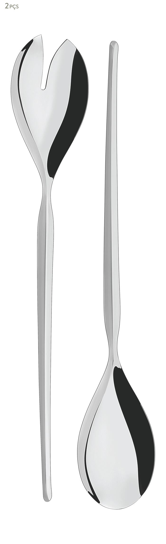 Jogo de Talheres para Salada em Inox Leffe - Prata - image 0