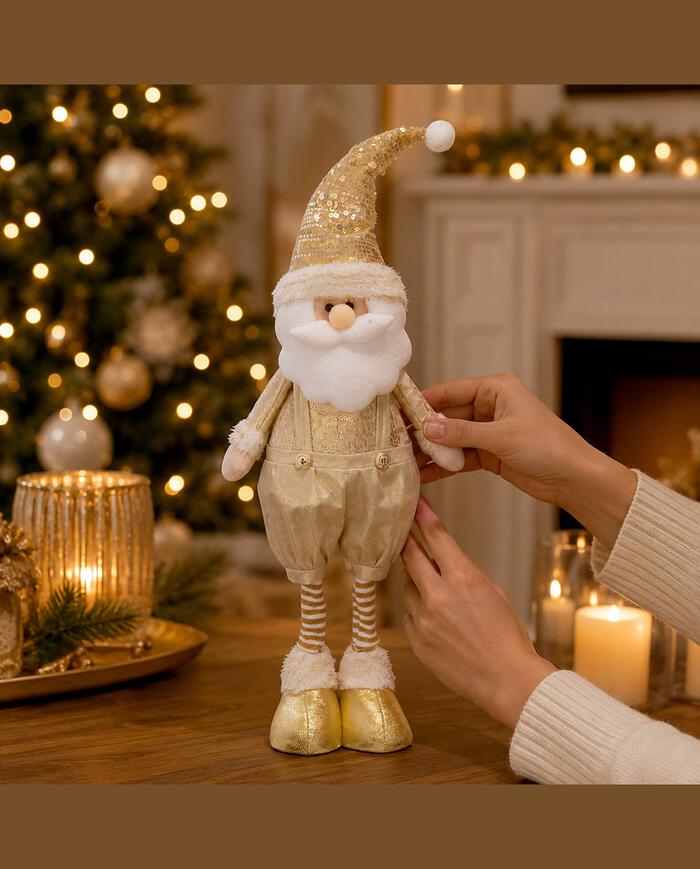 Papai Noel Decorativo em P&eacute; Encanto Dourado Suspens&oacute;rio image number 2