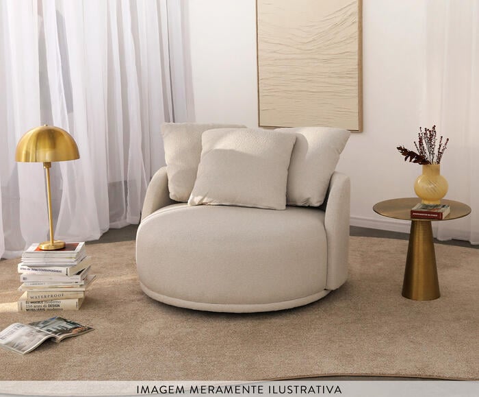 Poltrona Girat&oacute;ria em Boucle Castilla Amarelo Queimado - image 1