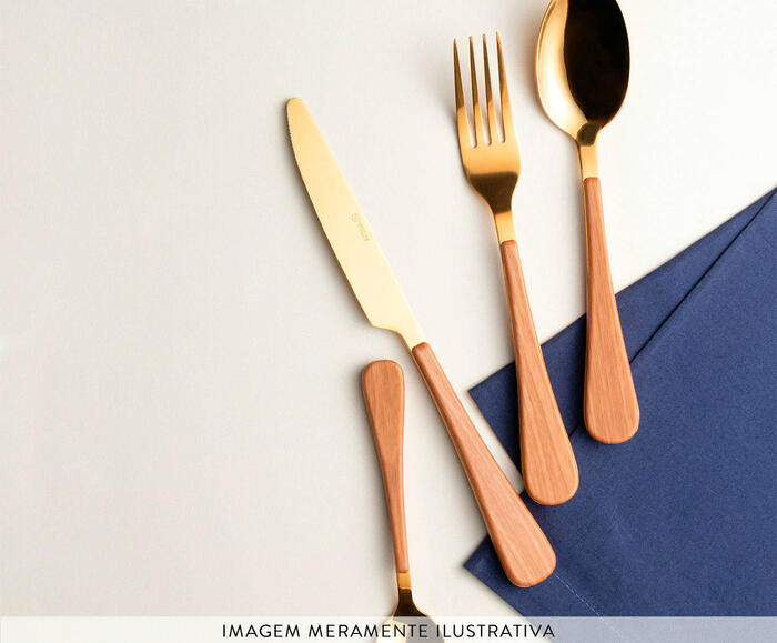 Faqueiro em Inox Amadeirado Mil&atilde;o Wolff Dourado - image 1