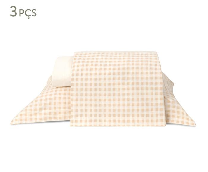 Jogo de Len&ccedil;ol Mini Vichy Areia 200 Fios - image 1