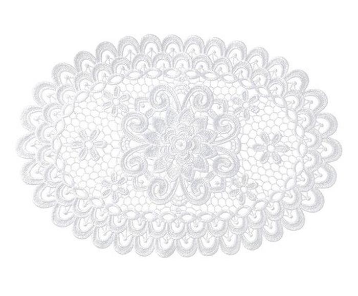 Lugar Americano Oval Floral Branco - image 0