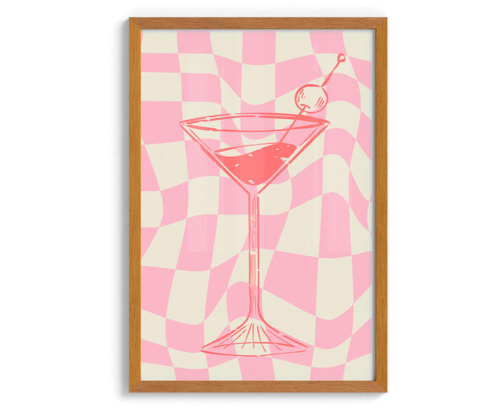 Quadro Dry Martini Pink com Moldura em Madeira - image 1