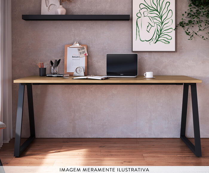 Mesa Escrivaninha Concept Home Office Nogal Sevilha - Preto image number 2