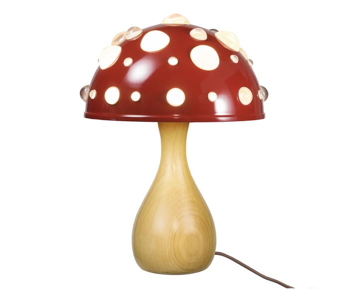 Lumin&aacute;ria Cogumelo Vermelho Liso Brilhante e Marfim image number 4