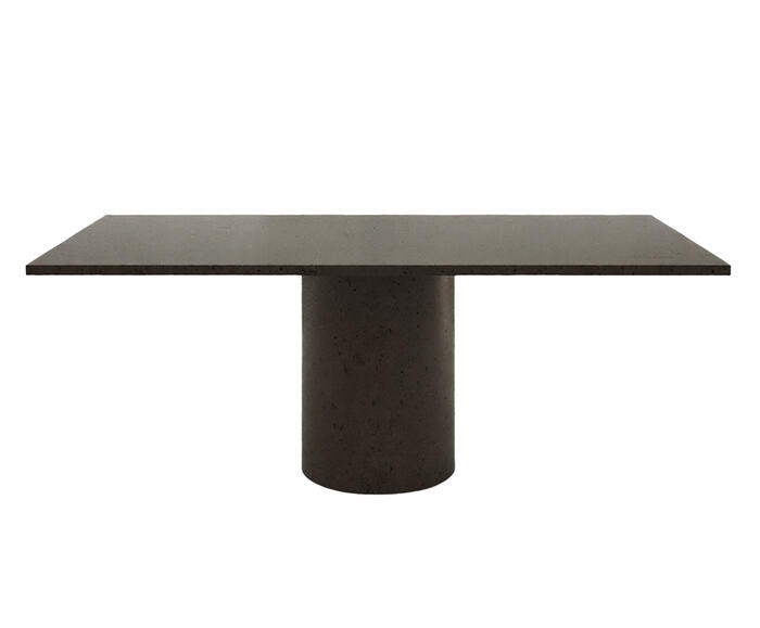 Mesa de Jantar Cil&iacute;ndrica com Tampo Reto Cinza Escuro - image 0