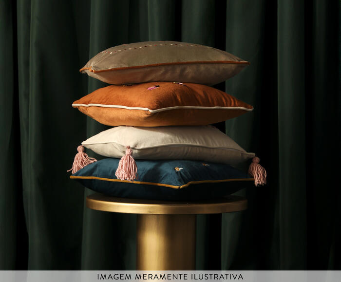 Capa de Almofada Bordada com Tassels Carinho Azul - image 1