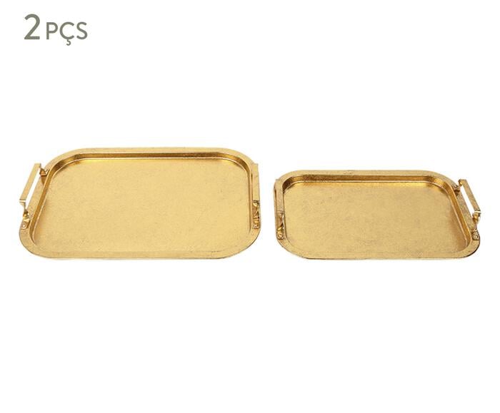 Jogo de Bandejas Decorativas Aurum Dourado - image 0