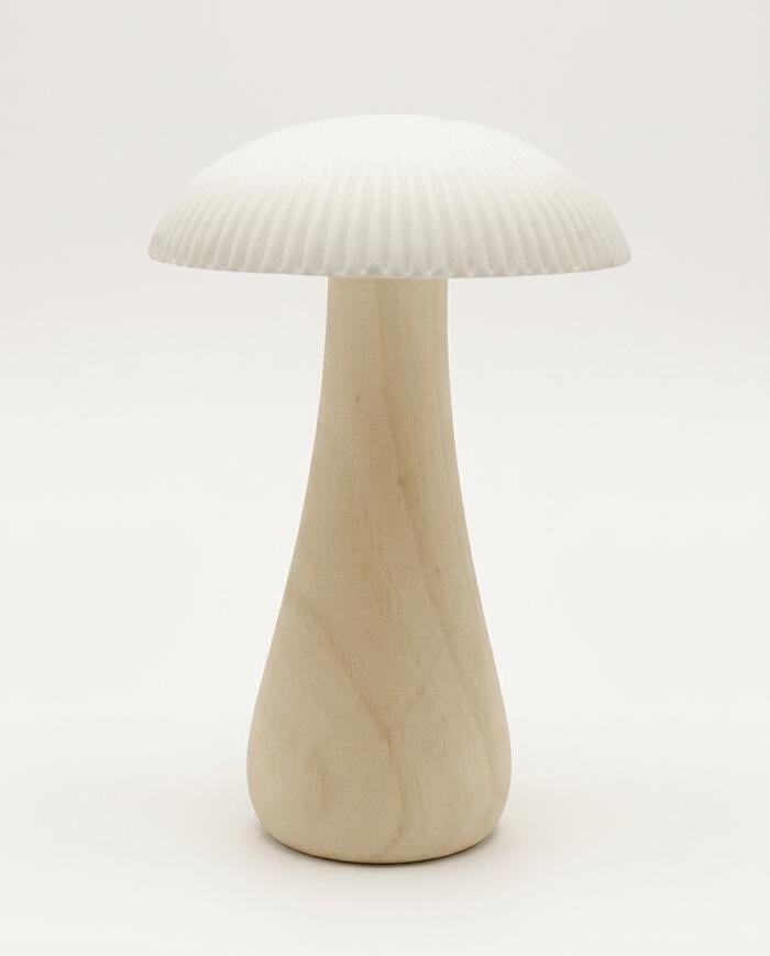 Luminaria Mush Branca e Natural - 22,5 cm - image 0