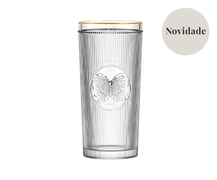 Jogo de Copos Alto com Borda Dourada Borboleta - image 0