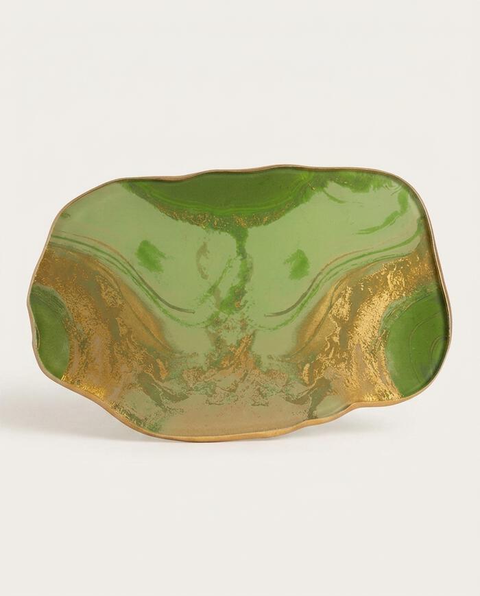 Centro de Mesa Oval M&eacute;dio Stone Quartzo Verde image number 2