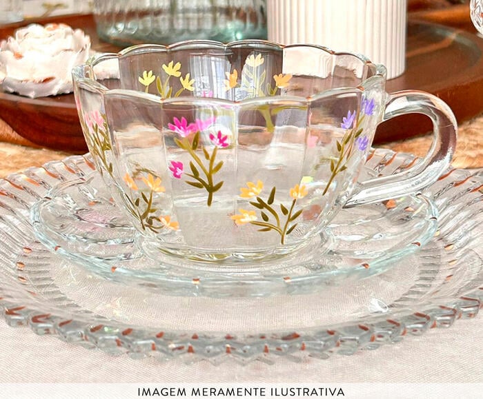 Jogo de X&iacute;caras para Ch&aacute; com Pires Wildflowers - 240ml image number 2