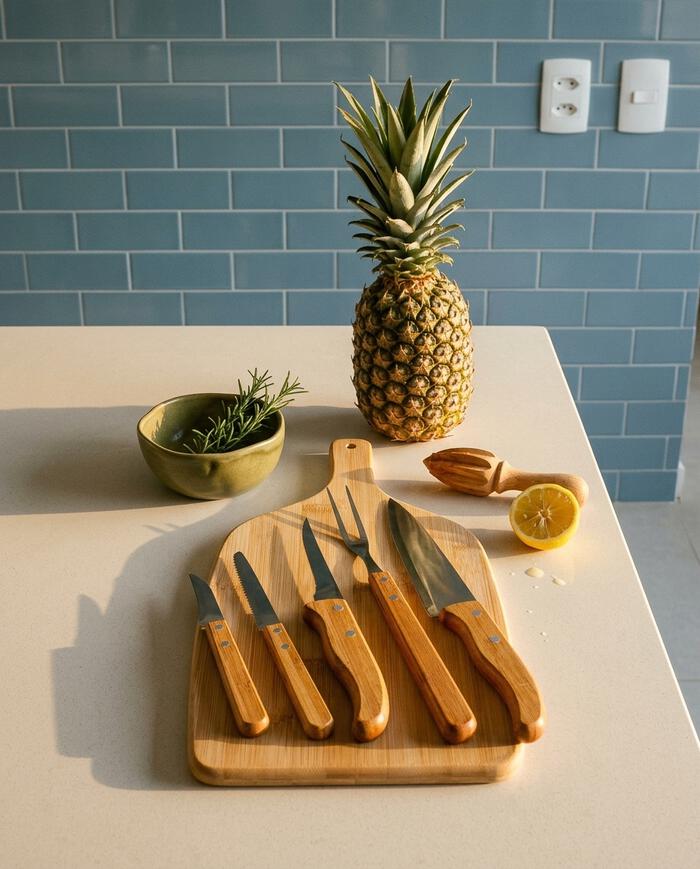 Jogo de Utens&iacute;lios para Cozinha em Inox E Bambu Saverio Tools - image 1
