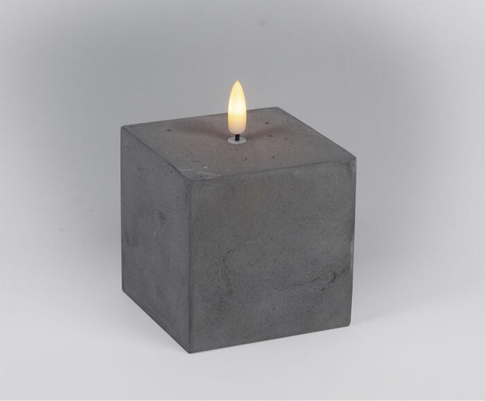 Vela Quadrada com Led e Chama 3D Cinza - image 1