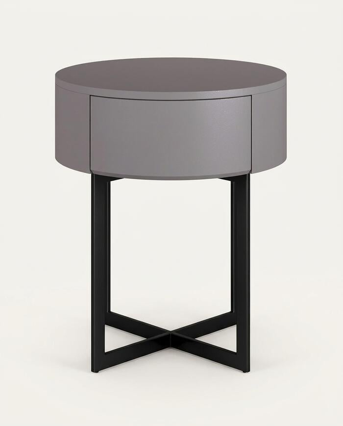 Mesa de Cabeceira Redonda Pecci Cinza e Preto - image 0