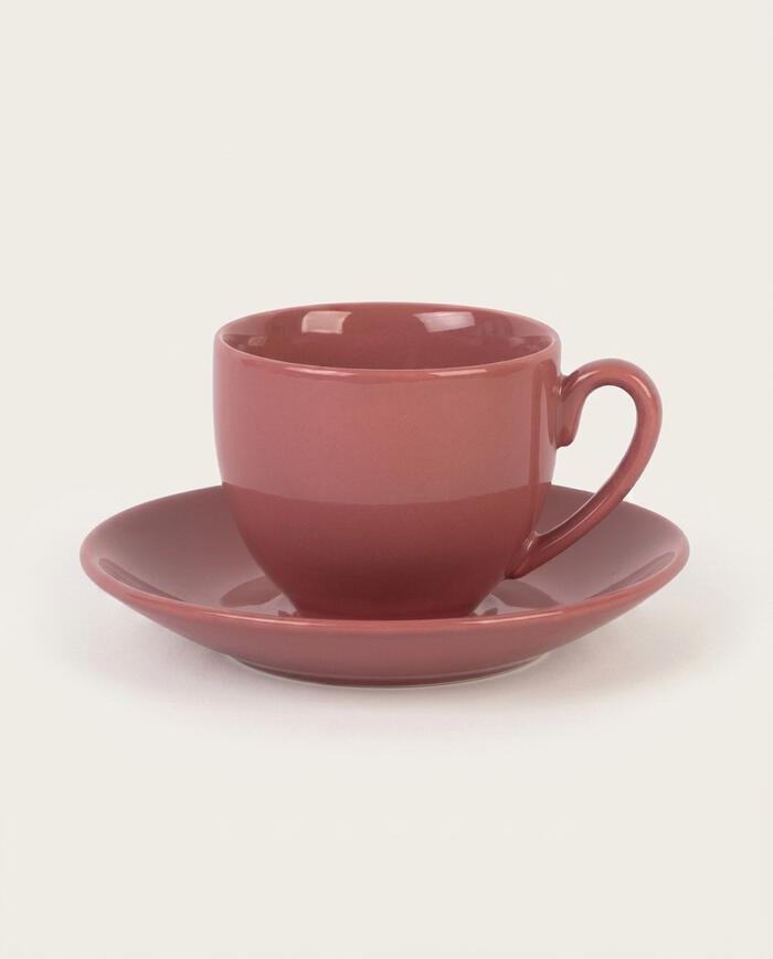 Xicara e Pires Para Caf&eacute; Mix And Match em Porcelana Vermelho Blush image number 4
