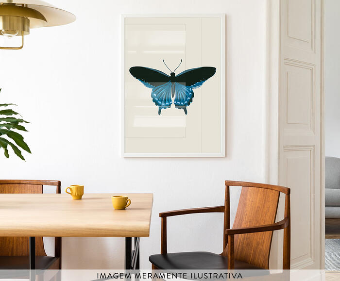 Quadro Borboleta Azul com Moldura Branca image number 2