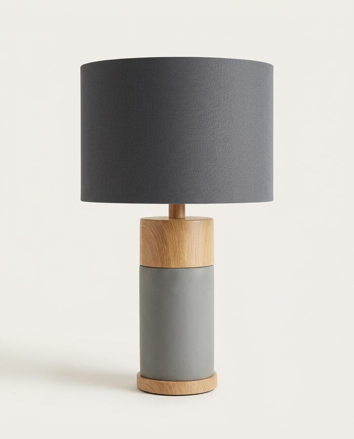 Abajur de Mesa com Base em Cimento Bivolt Cinza - image 0