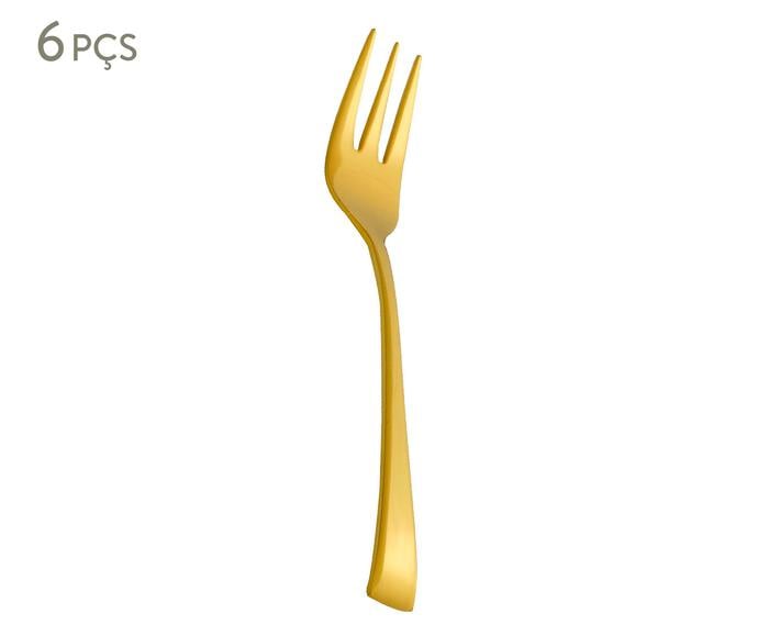 Jogo de Garfos para Bolo em Inox Berna - Dourado - image 0