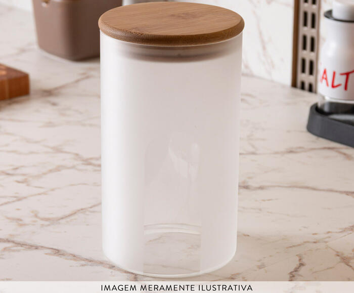 Pote com Tampa Bambu Frosted - 1,15L - image 1