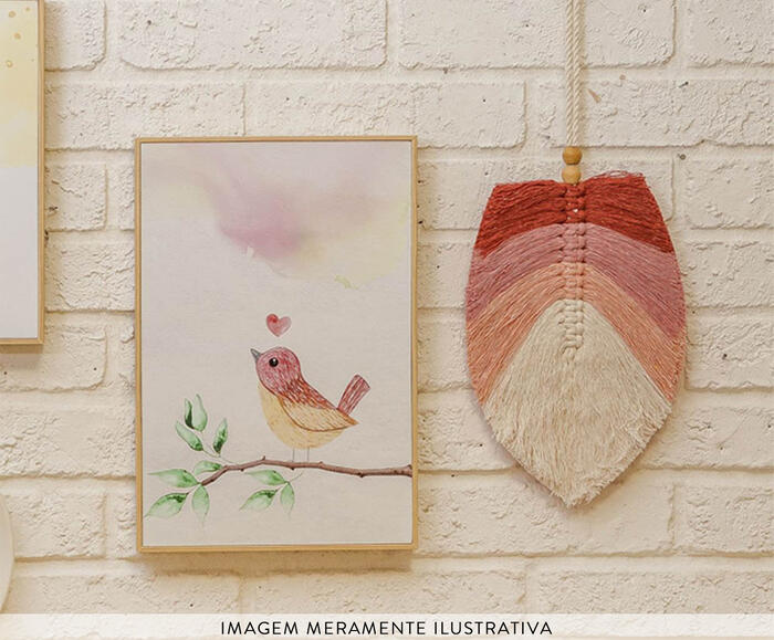 Quadro Passarinho Bege e Rosa - image 1