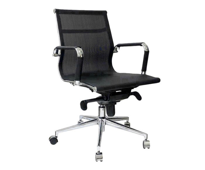 Cadeira Girat&oacute;ria com Rod&iacute;zios Office Eames Tela - Preto - image 0