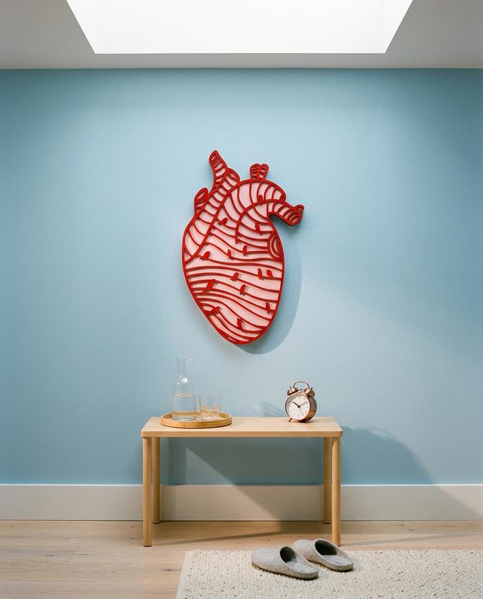 Escultura de Parede Cora&ccedil;&atilde;o Rosa e Vermelho - image 1