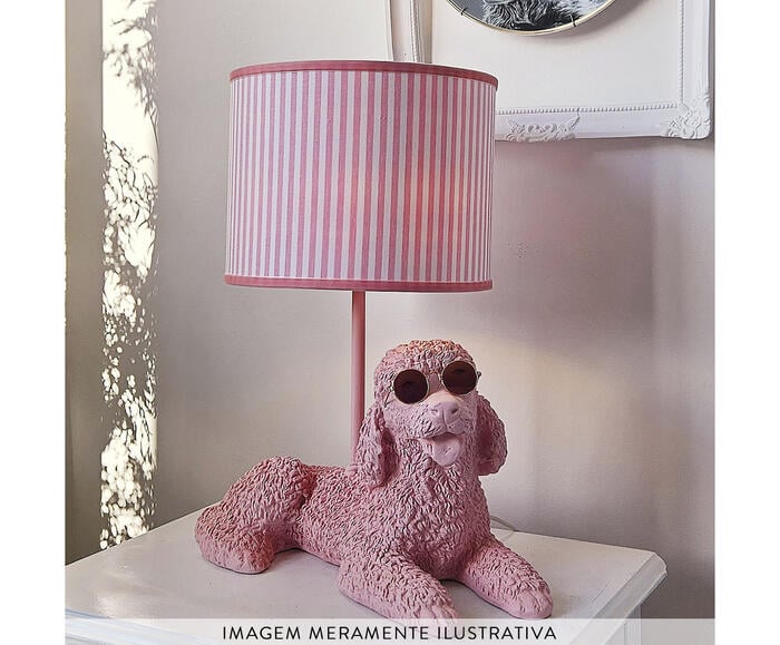 Base Lumin&aacute;ria Poodle Carlotinha de &Oacute;culos Rosa image number 2