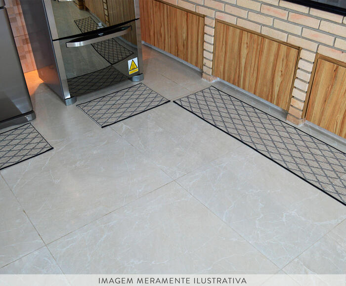 Jogo de Tapetes para Cozinha Look Jacquard Escoc&ecirc;s - Bege image number 1