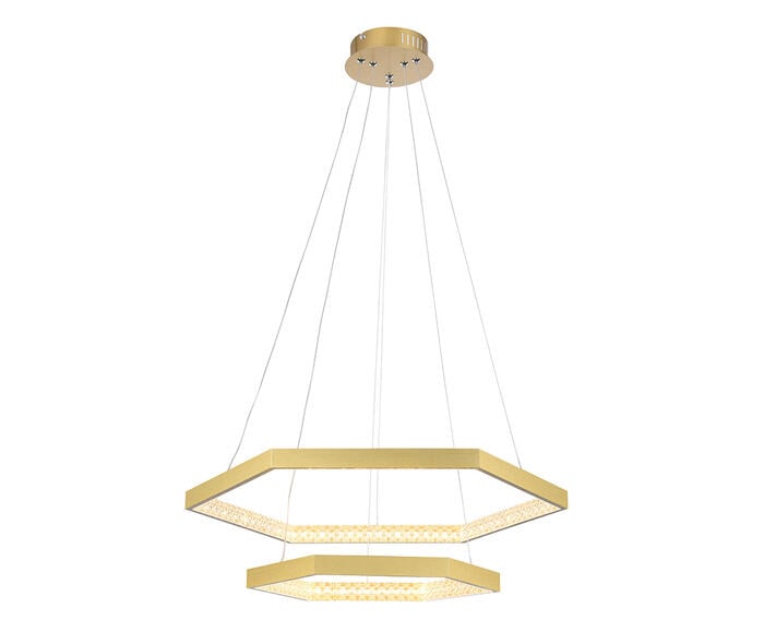 Pendente Hex Dourado e Transparente Bivolt - image 0
