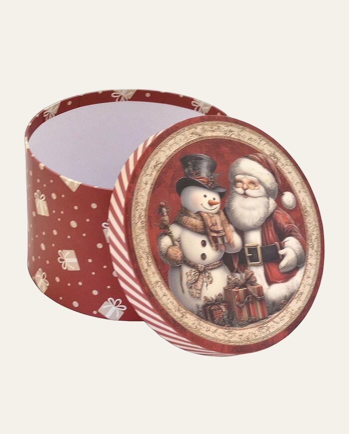 Caixa Natalina Redonda Papai Noel e Boneco de Neve image number 3