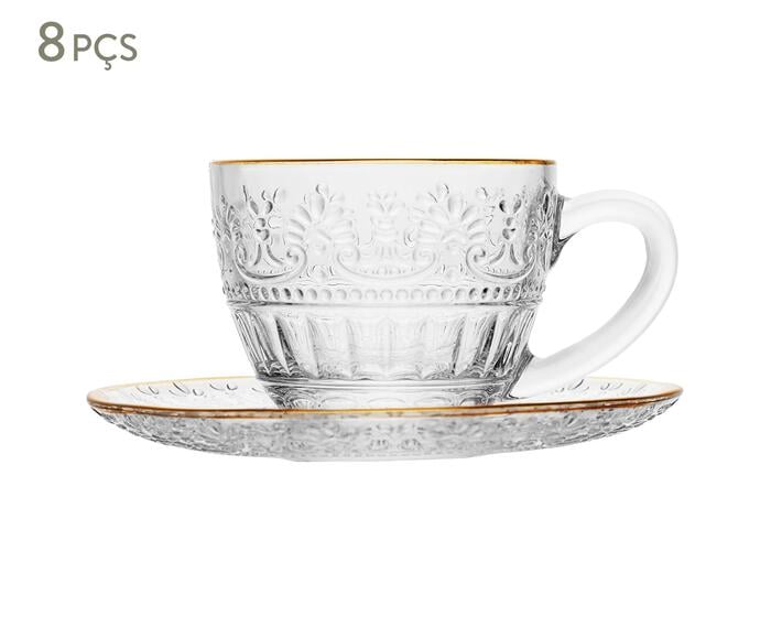 Jogo de X&iacute;caras para Caf&eacute; com Fio Dourado Mauve - image 0
