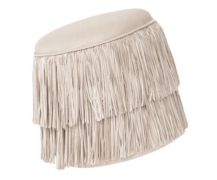 Pufe Cabaret Double com Franjas Off White image number 2
