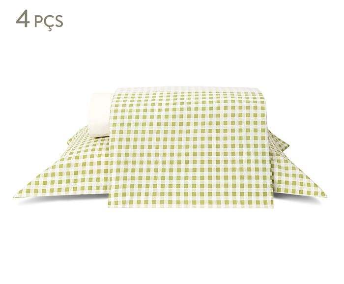 Jogo de Len&ccedil;ol Mini Vichy Verde Oliva 200 Fios - image 0