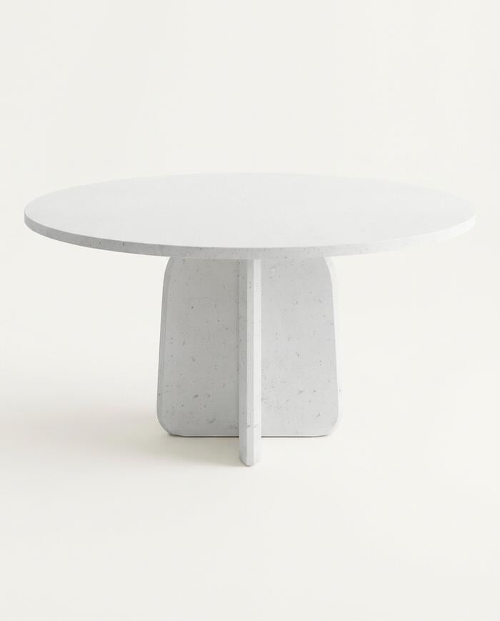 Mesa de Jantar  Quadrante com Tampo C&iacute;rculo Branco - image 0