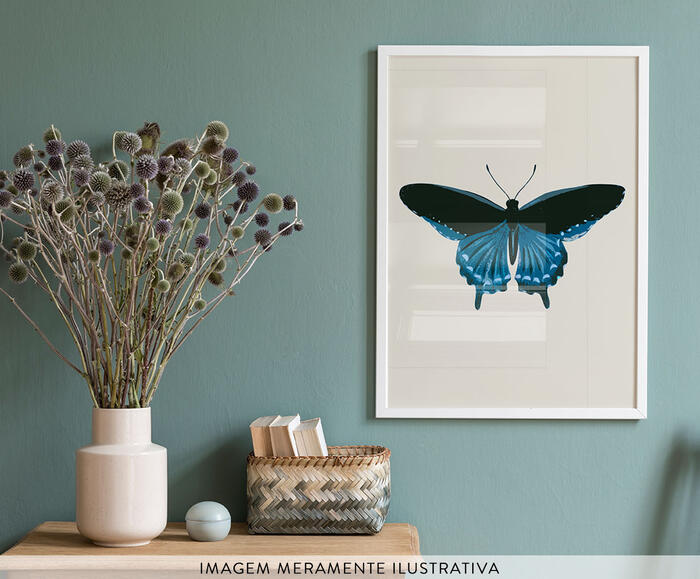 Quadro Borboleta Azul com Moldura Branca image number 3