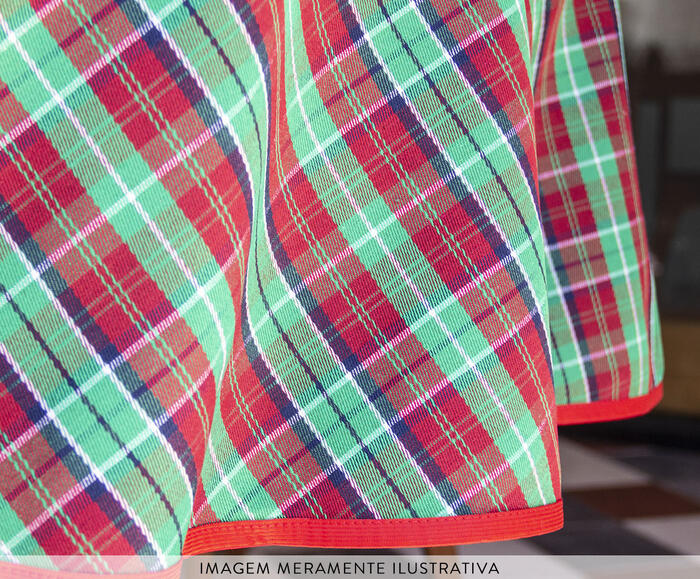 Toalha de Mesa Xadrez Verde e Vermelho Redonda image number 3