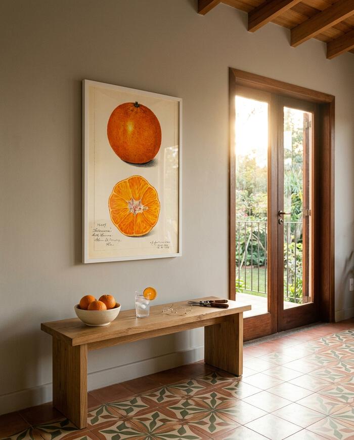 Quadro Laranja Vintage com Moldura Branca image number 2