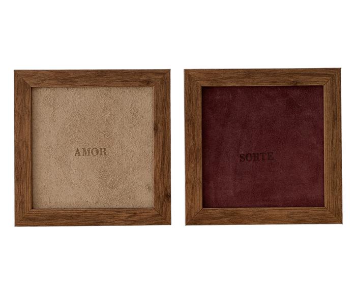 Jogo de Quadros "Amor e Sorte" Off-White e Vinho - image 0