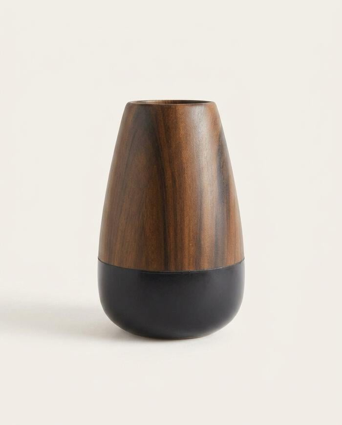 Vaso Redondo em Madeira Dolamita II Preto - image 0