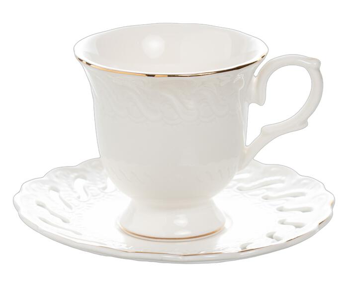 Jogo de X&iacute;caras caf&eacute; Vague em new bone china com borda dourada branco - image 0