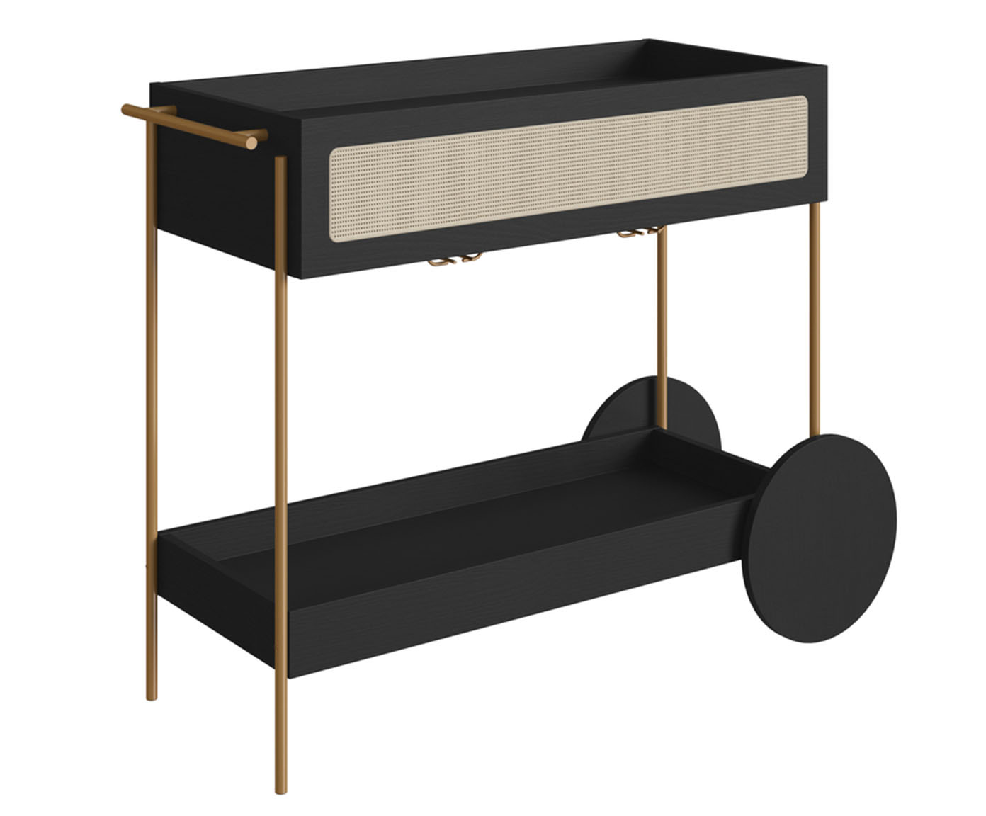 Carrinho Bar com Porta Ta&ccedil;as Tela Oslo Nero e Dourado - image 0