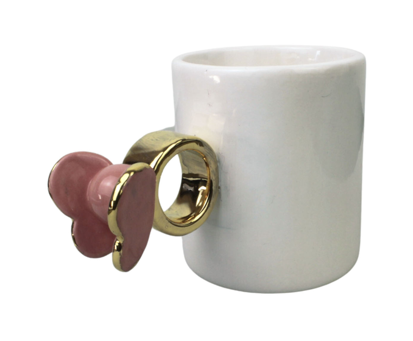 Caneca Butterfly Branca, Rosa e Ouro image number 0
