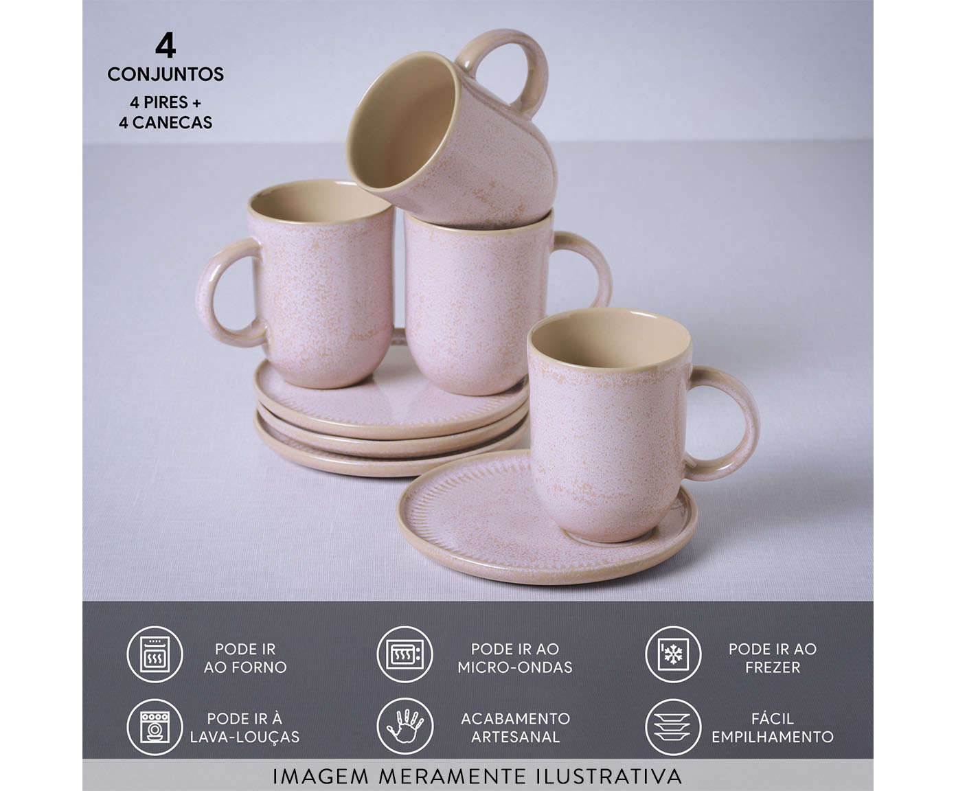 Jogo de Canecas Coup Stoneware Litchi Rosa image number 3