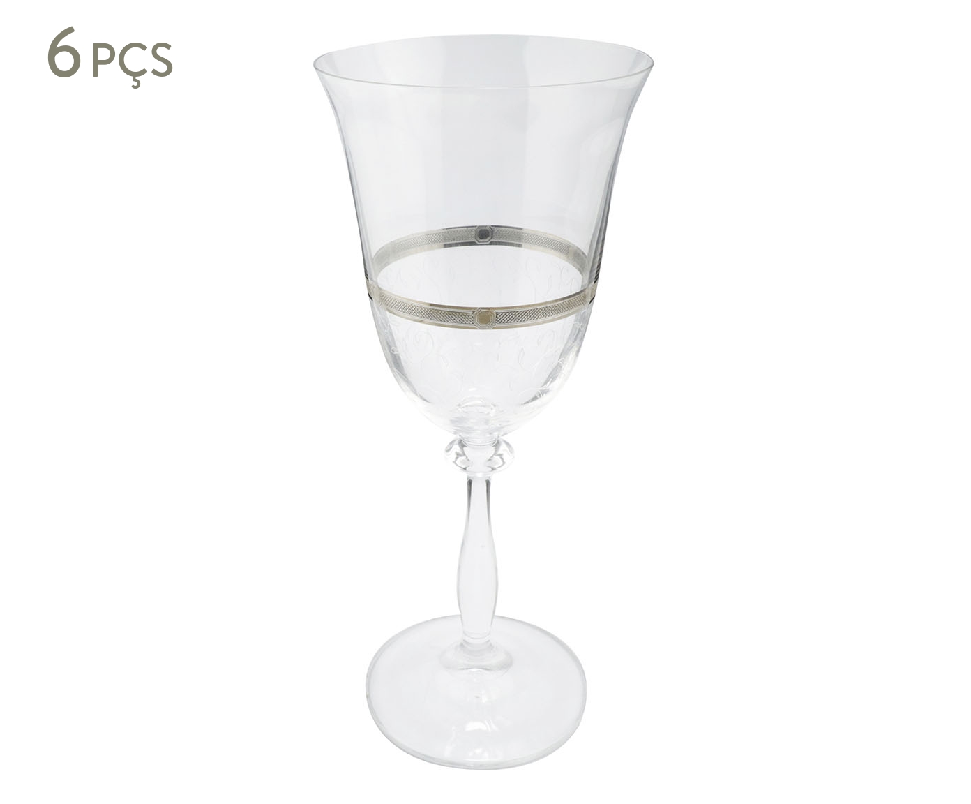 Jogo de Ta&ccedil;as para &Aacute;gua Angela em Cristal Platinum Rim - image 0